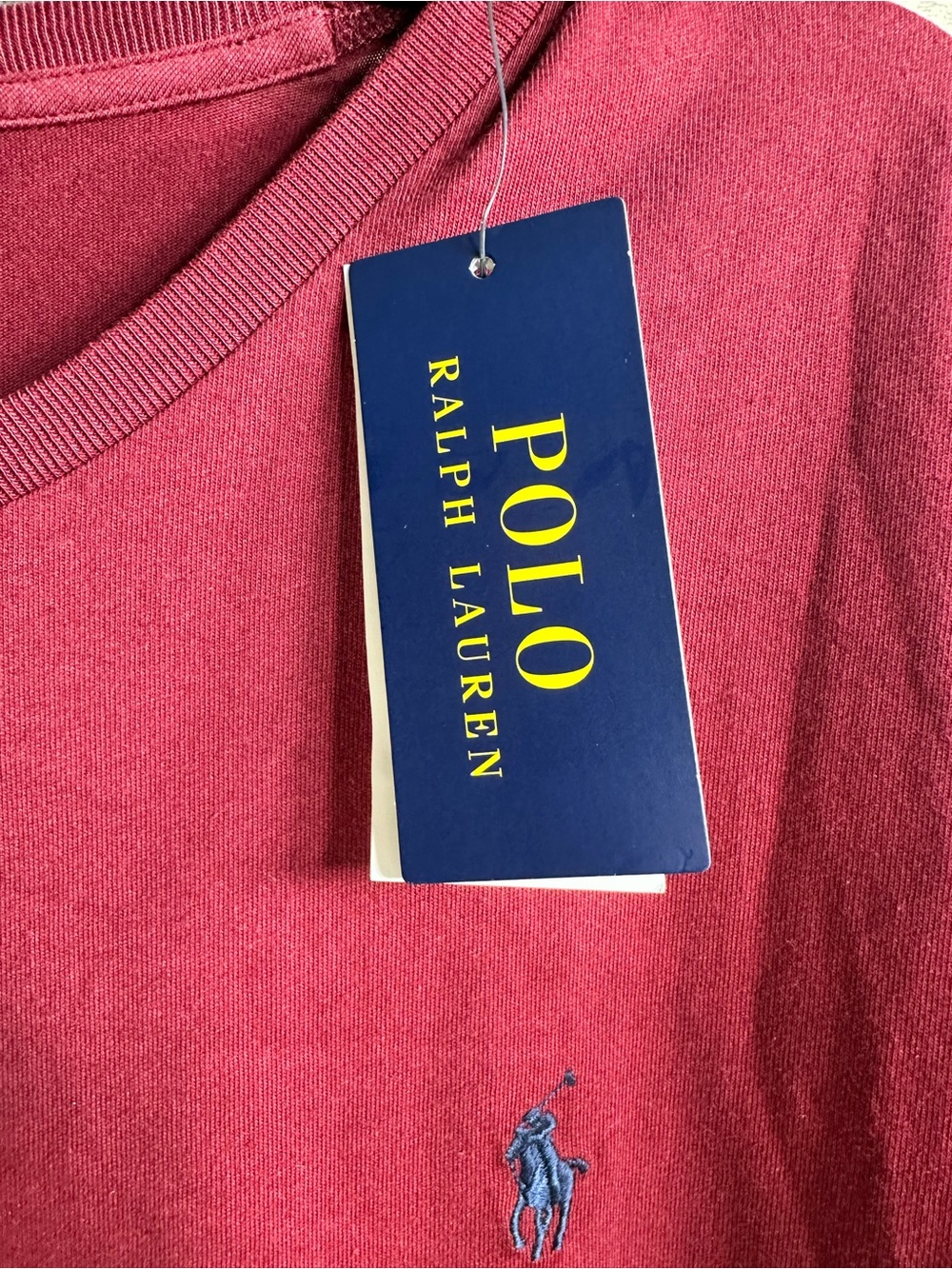 NWT Polo Ralph Lauren Maroon Crewneck T-Shirt Blue Pony XXL - Picture 5 of 14